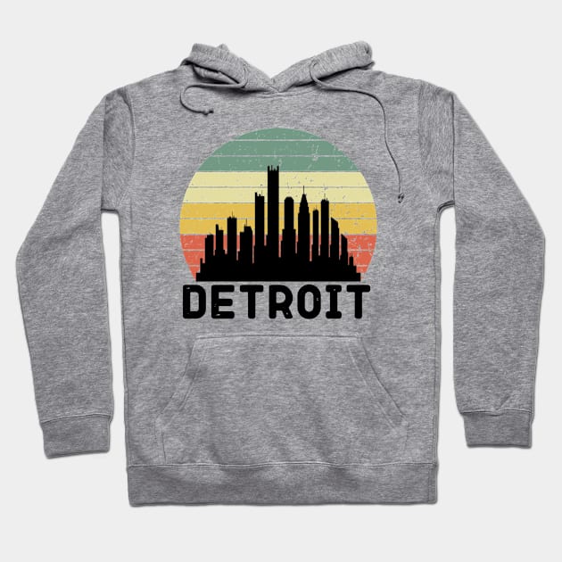 Detroit City Skyscraper Skylines Vintage Design Hoodie by OriginalGiftsIdeas